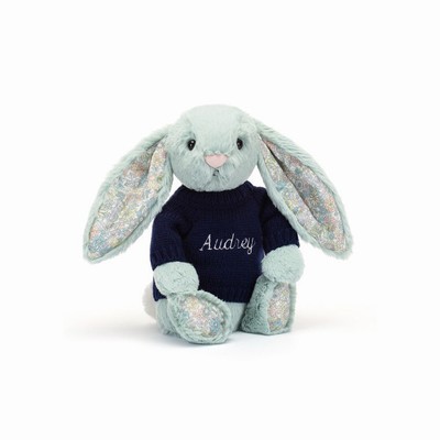 Jellycat Blossom Sage Bunny with Navy Jumper Australia | 896357UPH